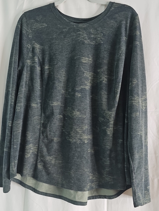 Avia Tops - Avia Women's Long-Sleeve Heathered Crew in Dark Gray with Light Marbling